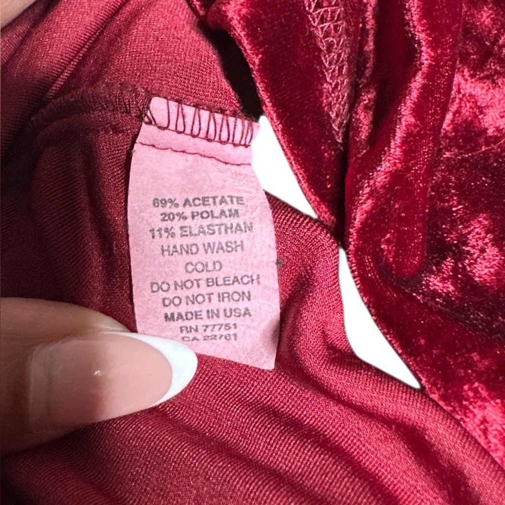 VTG 90s Betsey Johnson Crushed Velvet Maxi Dress Burgundy Wine Medium - Picture 8 of 11